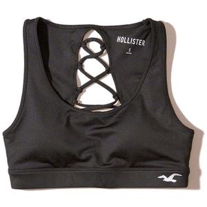 Hollister Cali Sport Strappy Scoop Sports Bra Black size medium